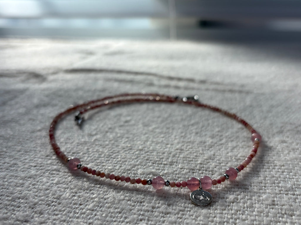 Rhodonite logo pendant necklace