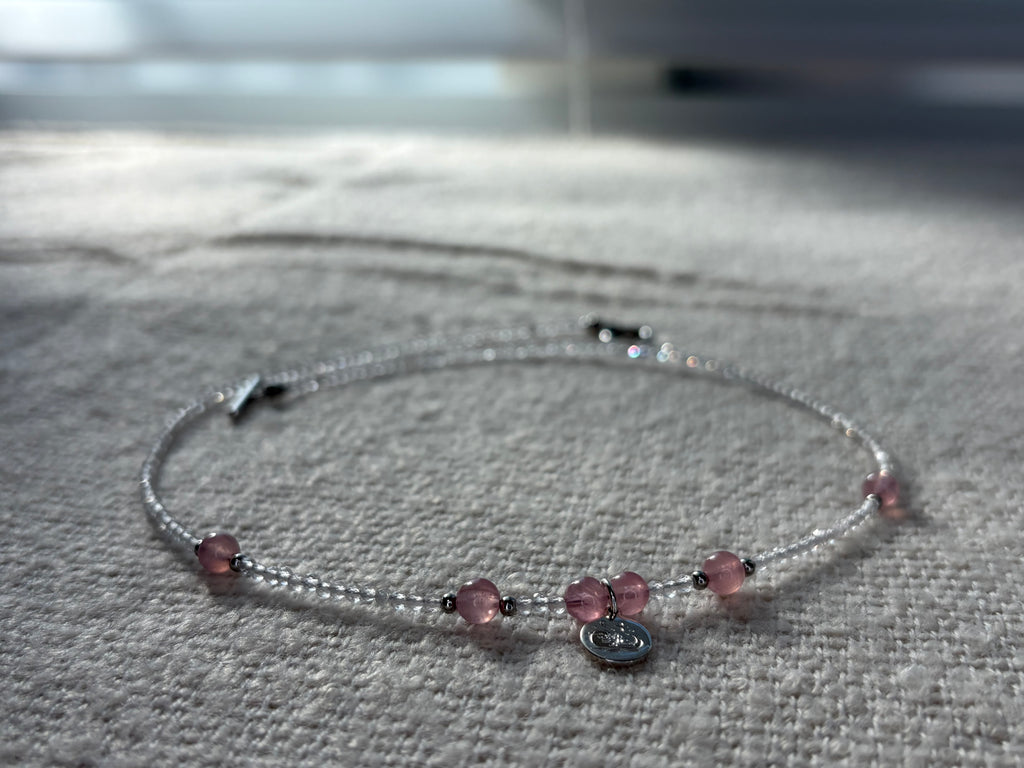 rose quartz logo pendant necklace