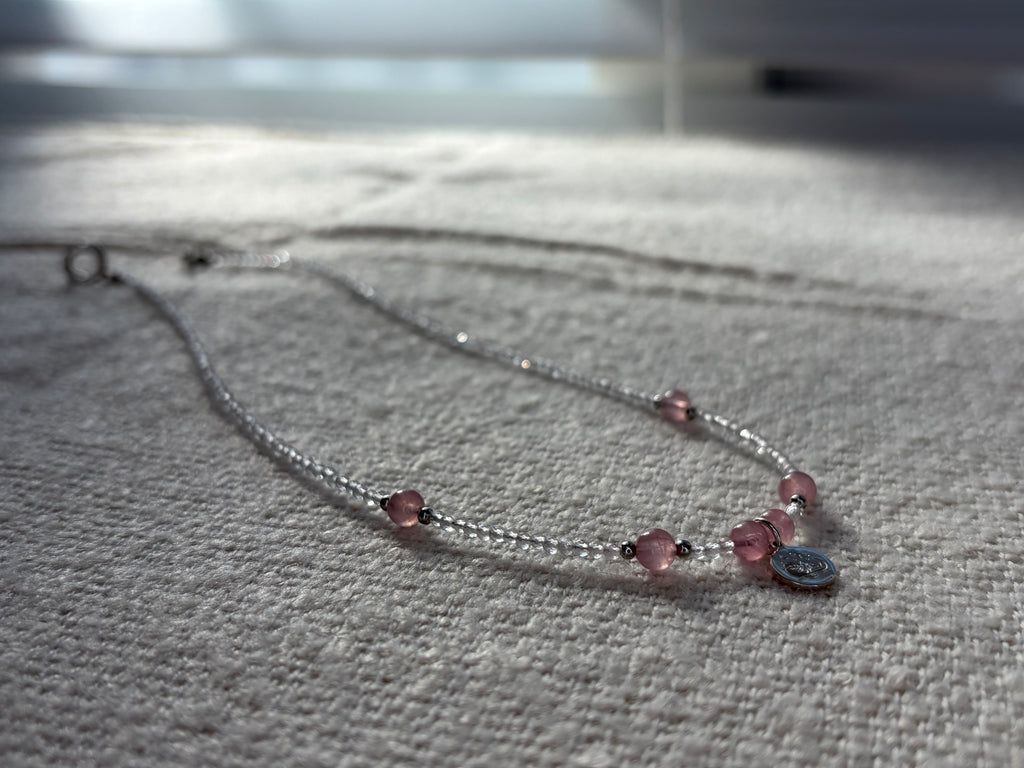 rose quartz logo pendant necklace