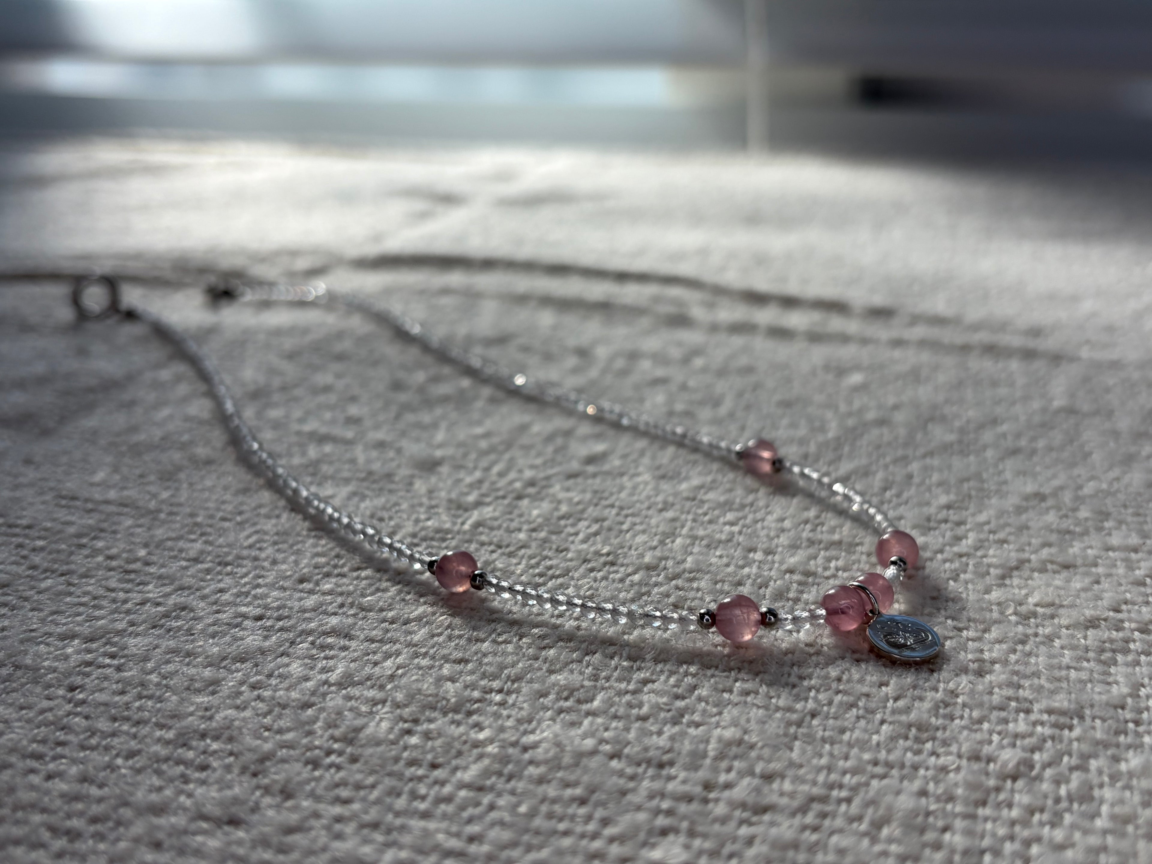 rose quartz logo pendant necklace