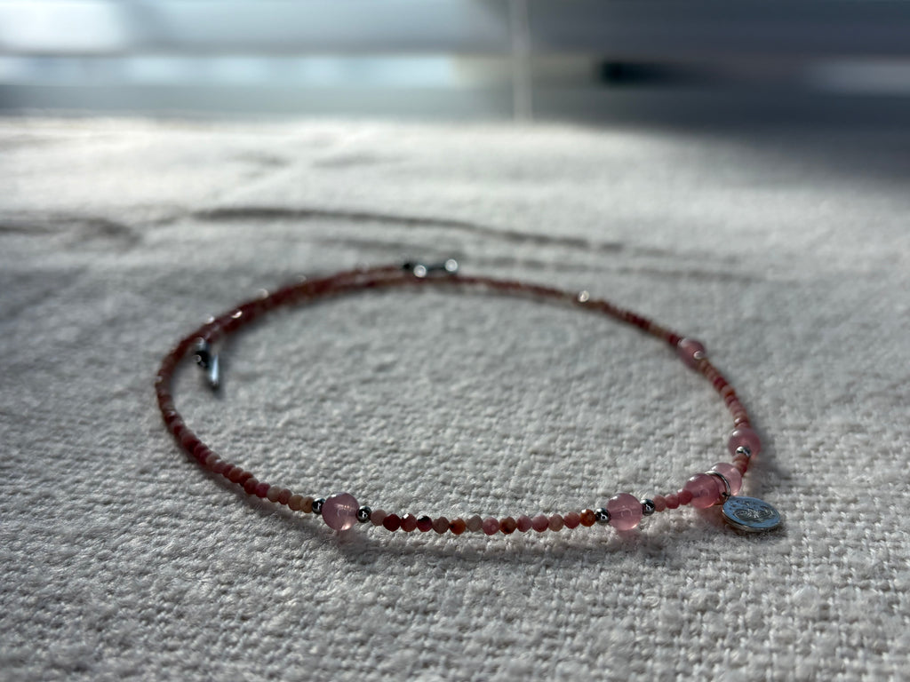 Rhodonite logo pendant necklace