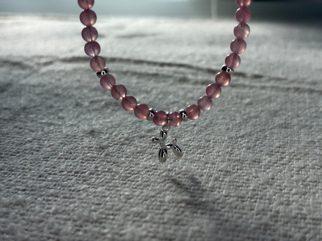 Purple rose dog necklace