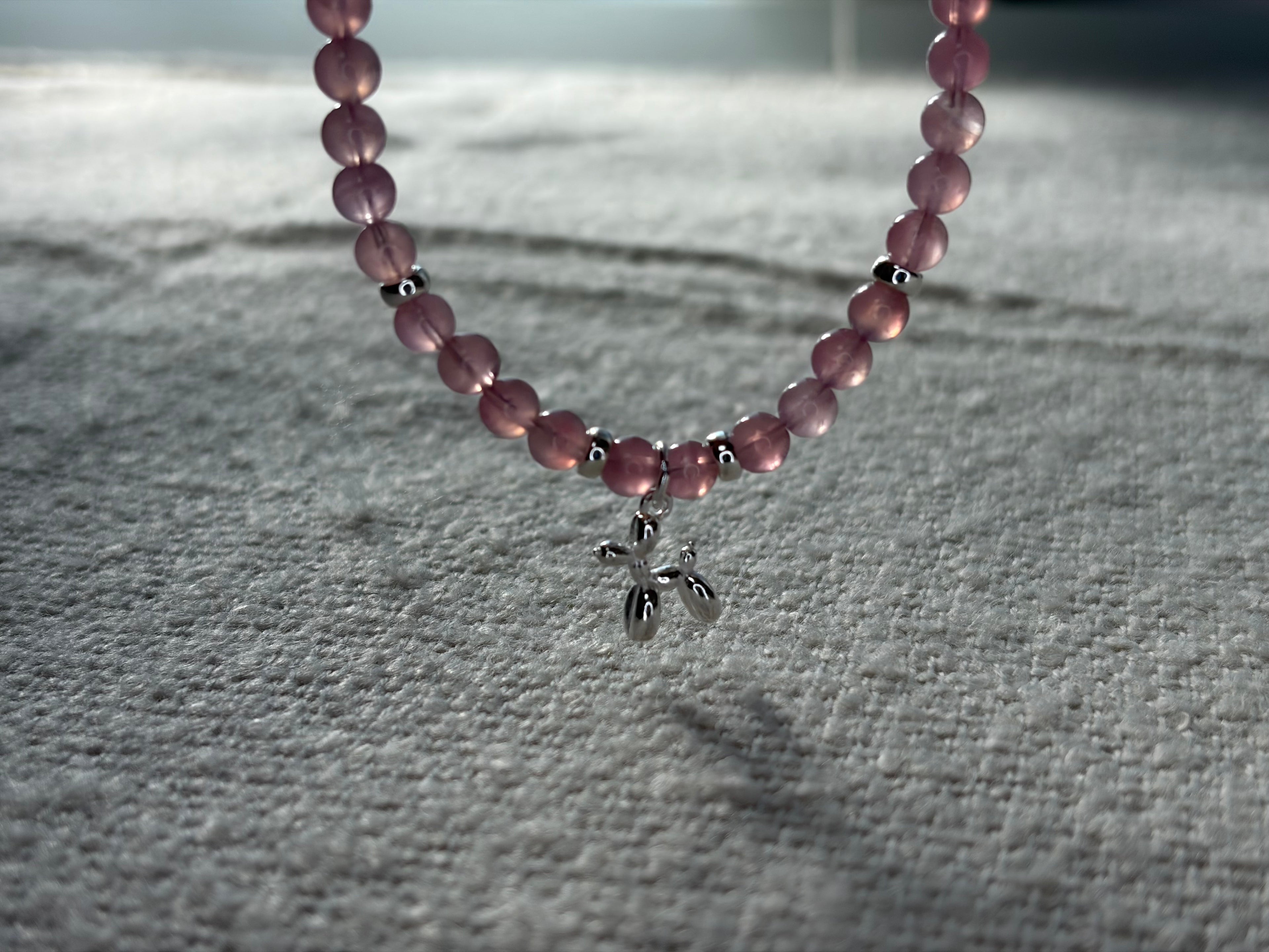 Purple rose dog necklace