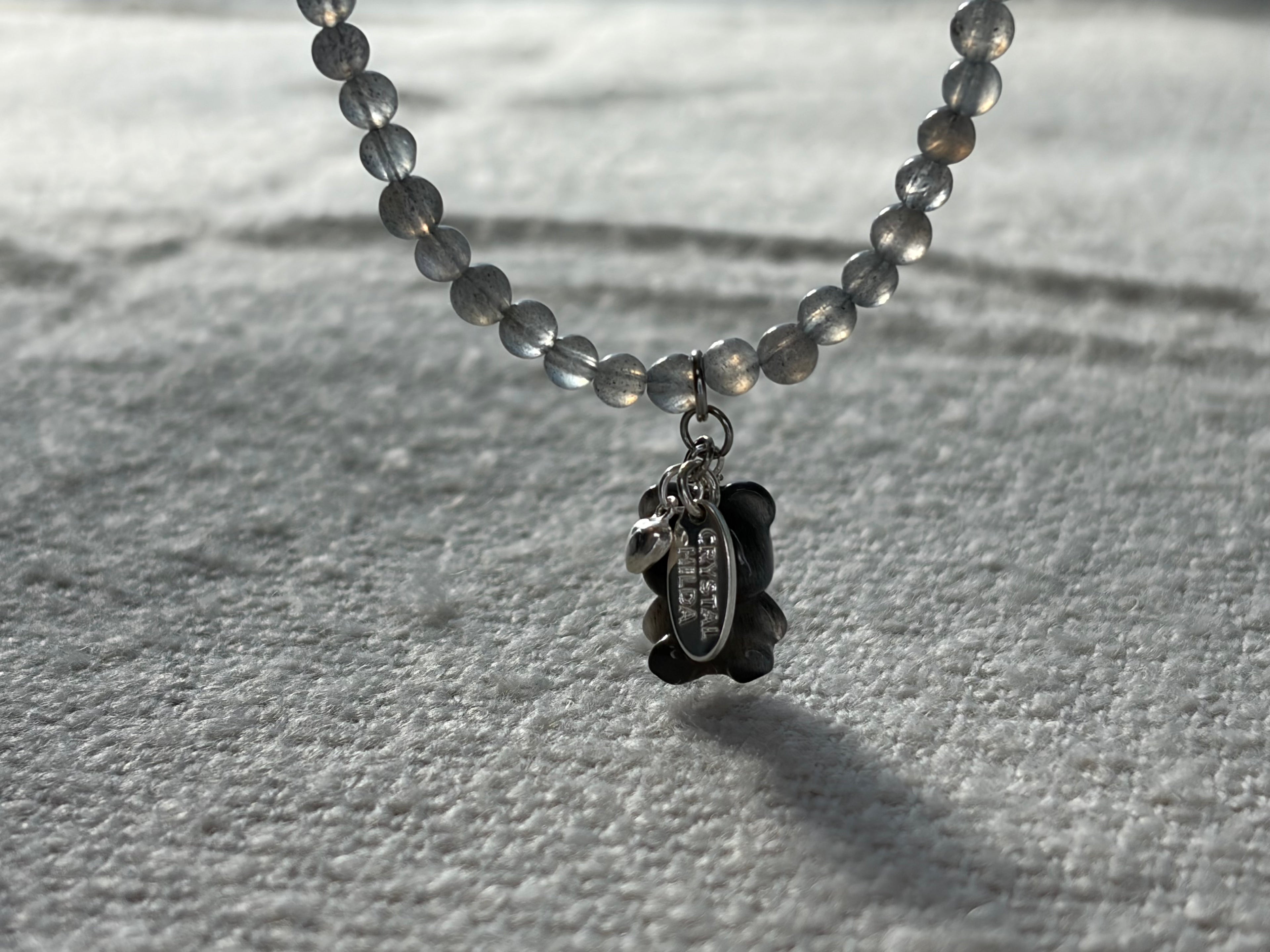 Labradorite bear necklace