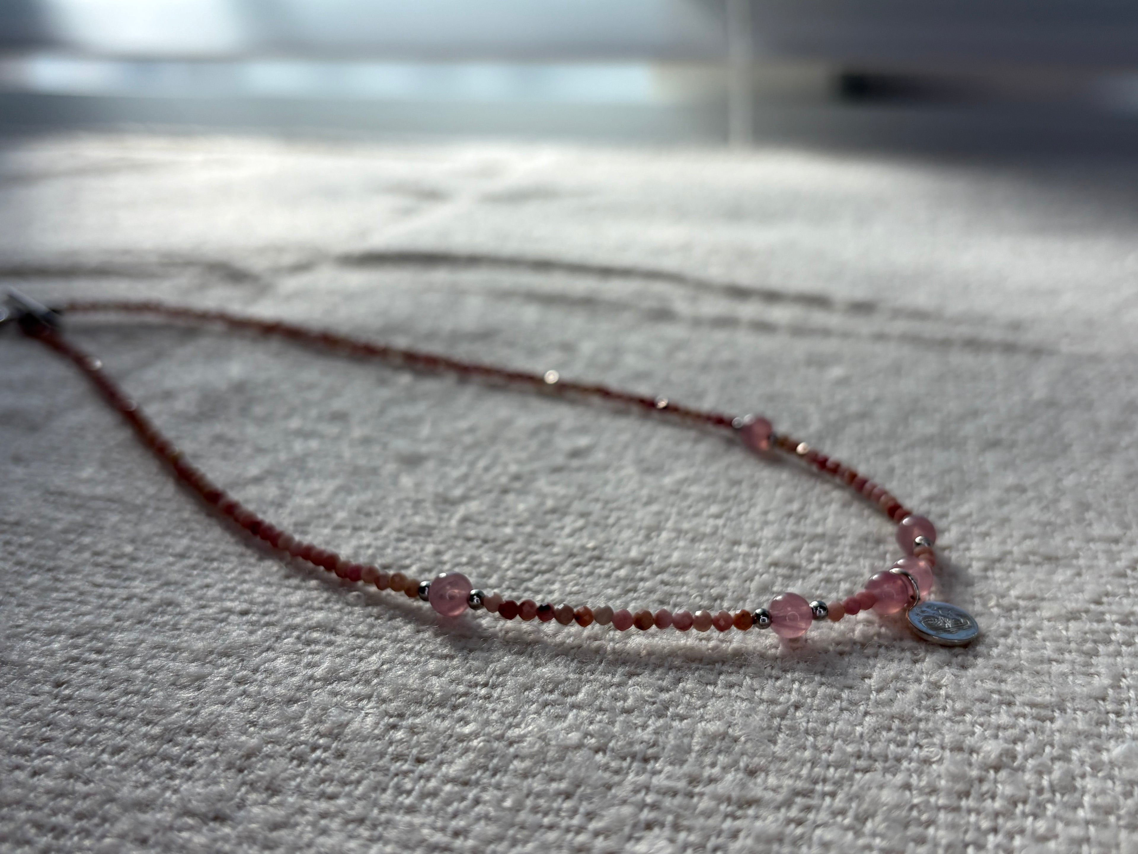 Rhodonite logo pendant necklace