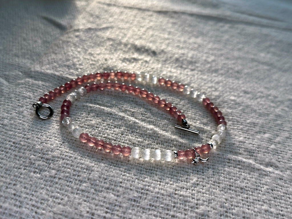 Kunzite rose necklace